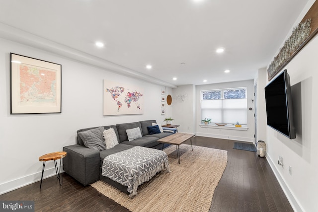 living room featuring dark hardwood / wood-style flooring