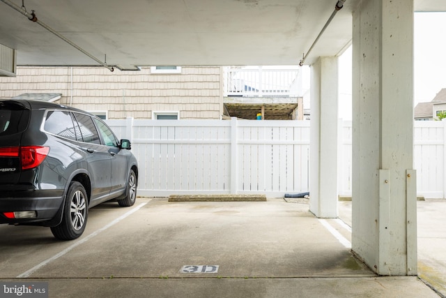 view of garage