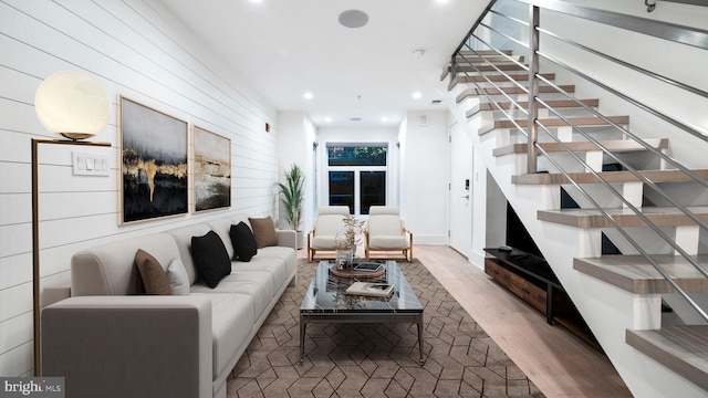 living room featuring wood-type flooring