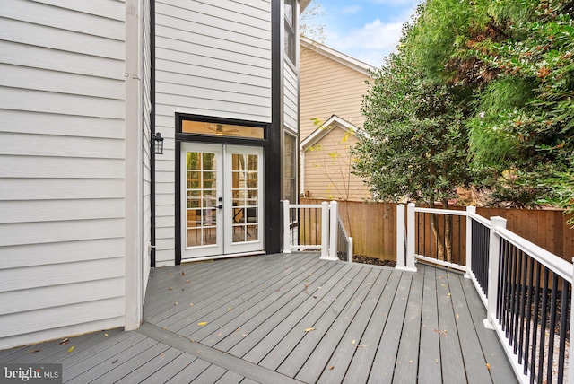 wooden terrace with french doors