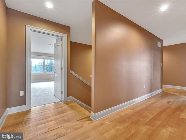 hallway featuring light wood-type flooring