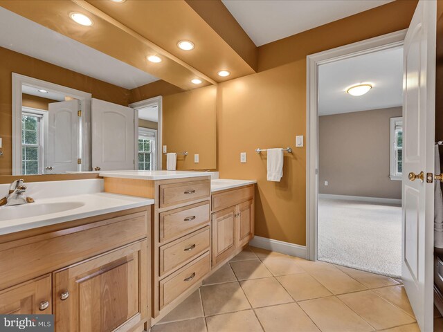 52 Violets Path, Elizabethtown, PA 17022 - bathroom with double vanity, recessed lighting, tile patterned flooring, and baseboards