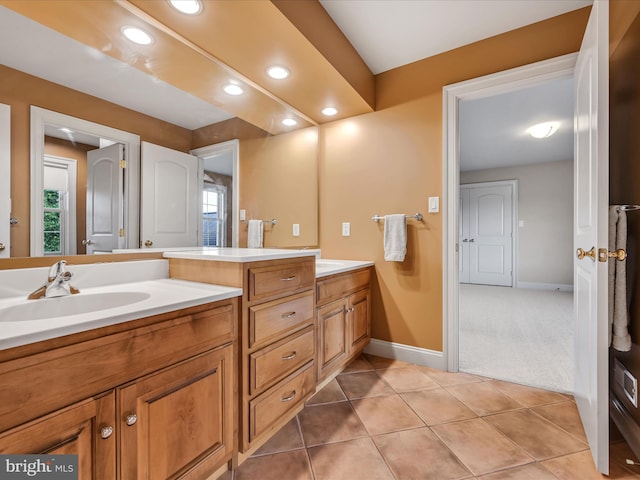 52 Violets Path, Elizabethtown, PA 17022 - full bath featuring double vanity, recessed lighting, baseboards, tile patterned flooring, and healthy amount of natural light