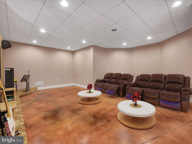 52 Violets Path, Elizabethtown, PA 17022 - living room with concrete flooring, a paneled ceiling, baseboards, and recessed lighting