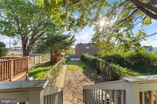 view of yard featuring a deck