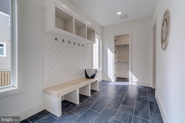 616 Gibson Cir SW, Vienna, VA 22180 - mudroom with baseboards, recessed lighting, and dark marble finish floors