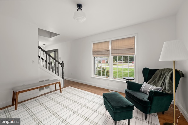 living area featuring light wood-type flooring