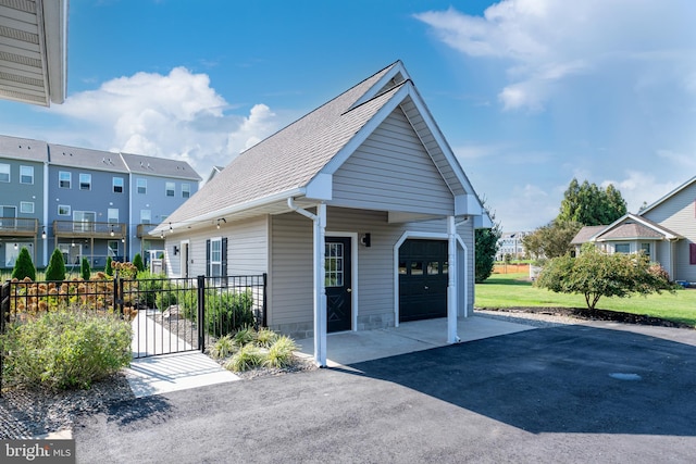 exterior space featuring a garage