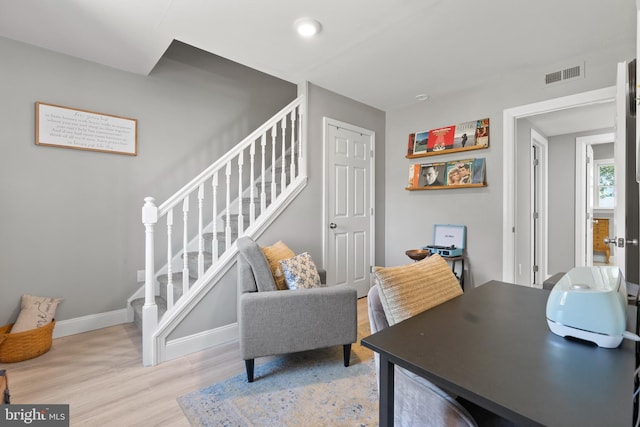 office space featuring light hardwood / wood-style flooring