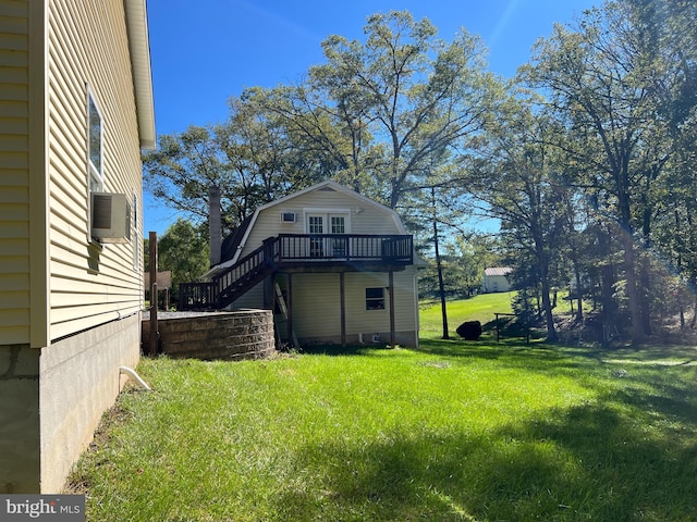 view of yard featuring a wooden deck