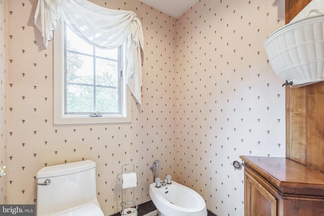 bathroom with a bidet and toilet