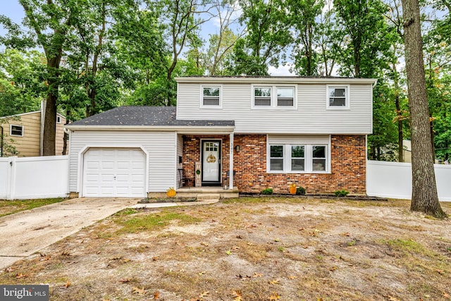 view of front property with a garage