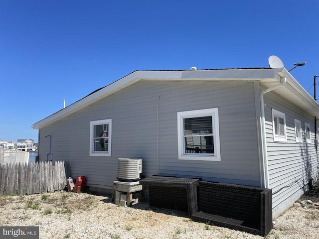 view of home's exterior featuring central air condition unit