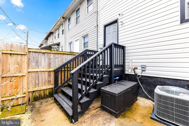 wooden deck featuring central AC