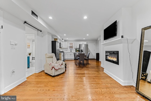 living room with light hardwood / wood-style floors