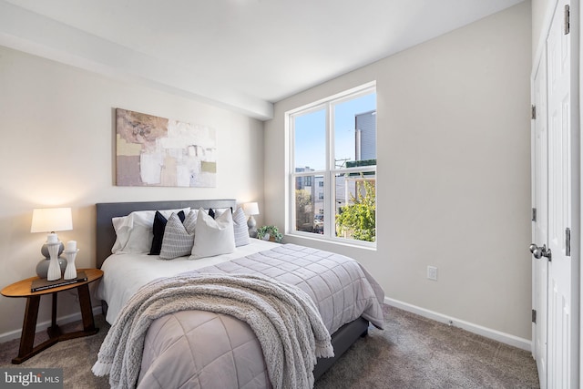 carpeted bedroom featuring multiple windows