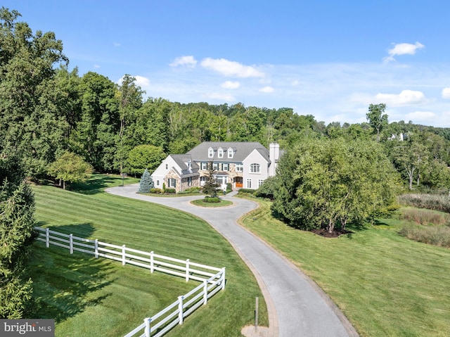 bird's eye view featuring a rural view