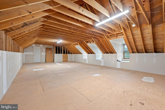 view of unfinished attic