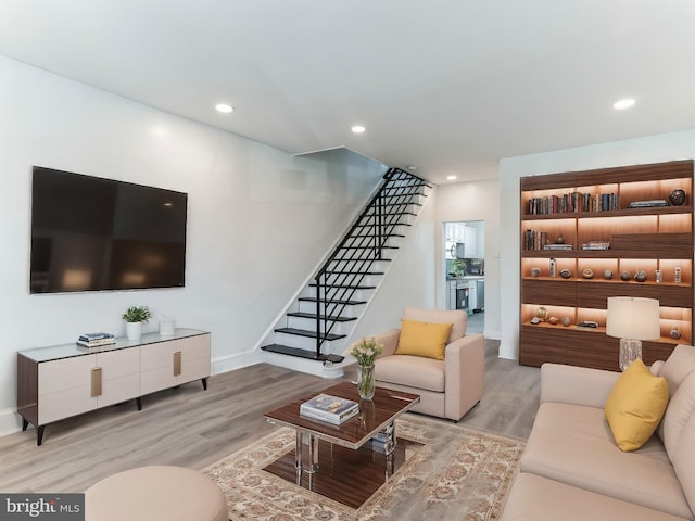 living room featuring light hardwood / wood-style flooring