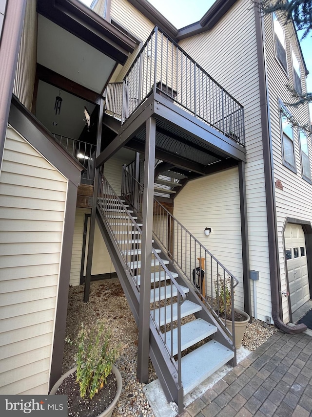 exterior space with a garage