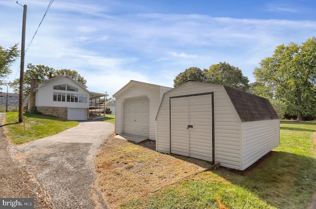 view of outbuilding with a yard