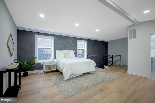 bedroom featuring light hardwood / wood-style floors