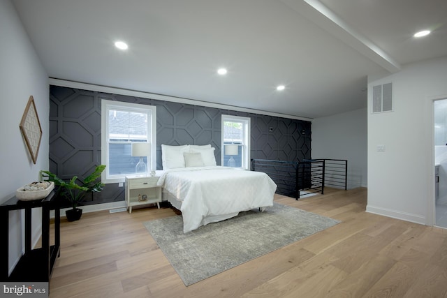 bedroom featuring light wood-type flooring