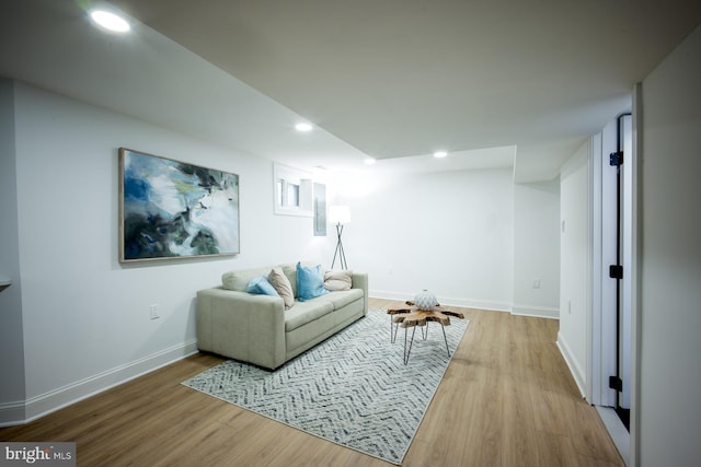 living room featuring light wood-type flooring