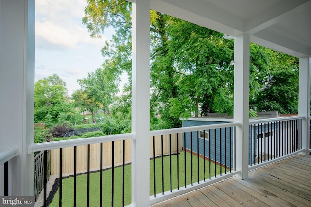 deck with a lawn