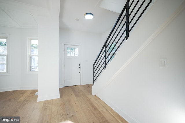 foyer entrance featuring light hardwood / wood-style floors