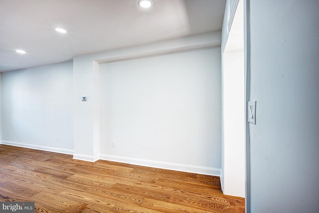 basement featuring wood-type flooring