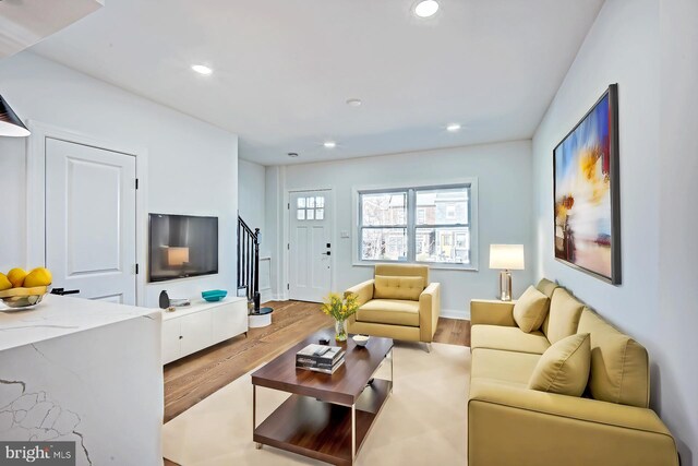 living room featuring light hardwood / wood-style flooring