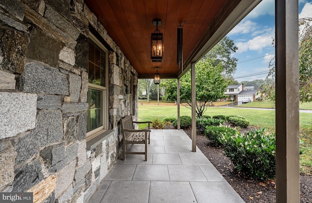 view of patio with a porch