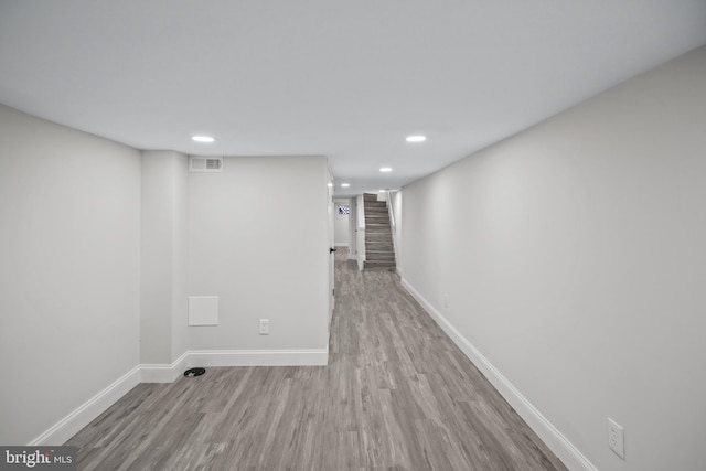 interior space with light hardwood / wood-style flooring