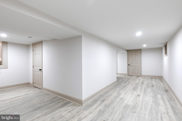 interior space with light hardwood / wood-style flooring