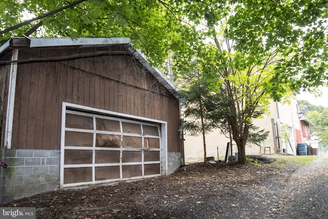 garage with wooden walls