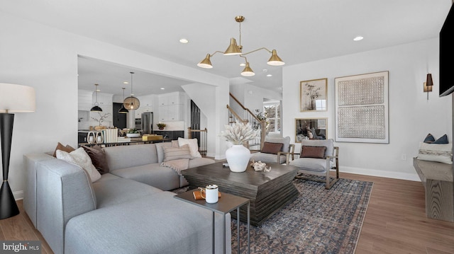 living room featuring wood-type flooring