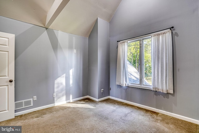 bonus room featuring vaulted ceiling and carpet floors