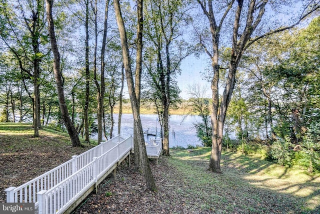 view of yard featuring a water view