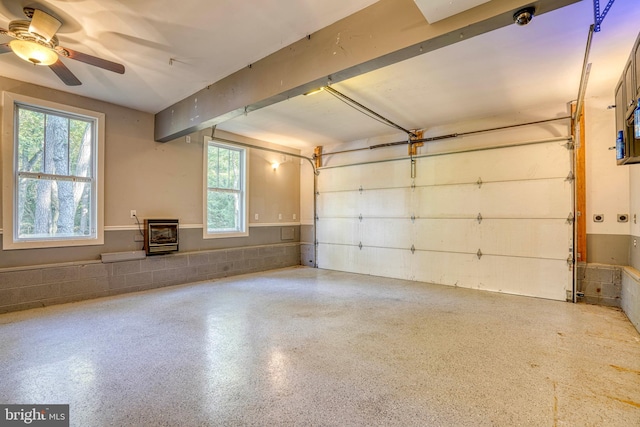 garage with ceiling fan