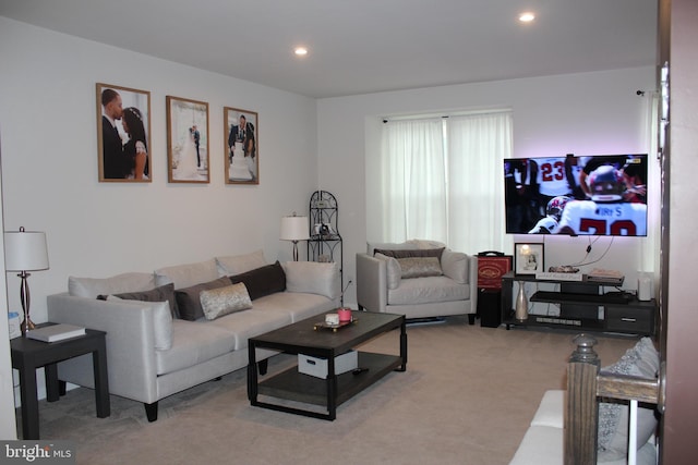 living room with carpet floors