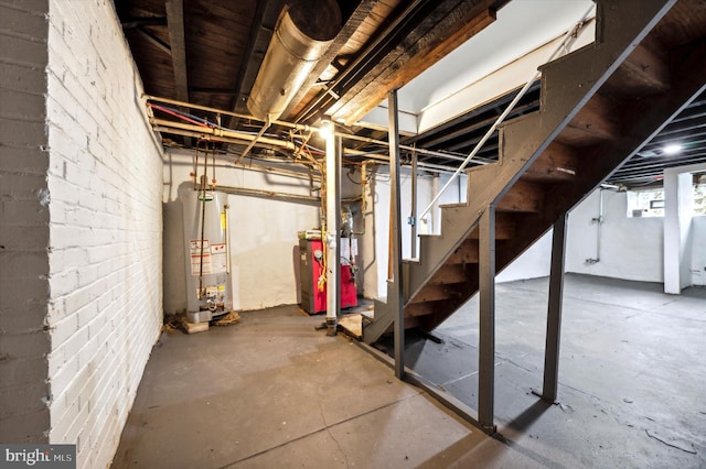 basement with water heater