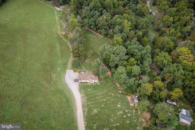 aerial view with a wooded view