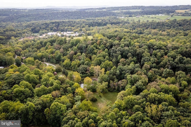 birds eye view of property with a forest view