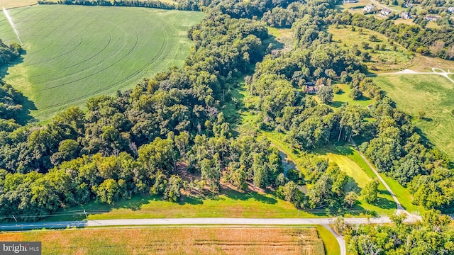 birds eye view of property with a rural view