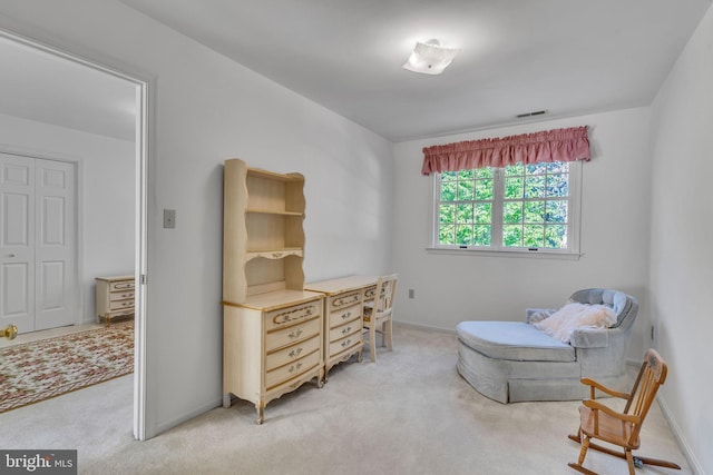 11160 Cove Lake Rd, Lusby, MD 20657 - living area with visible vents, baseboards, and light carpet