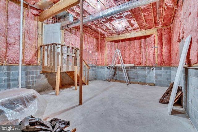 11160 Cove Lake Rd, Lusby, MD 20657 - unfinished below grade area with concrete block wall