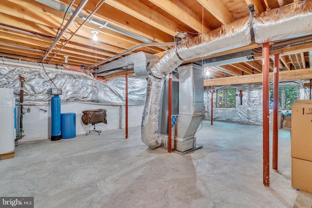 basement with heating unit