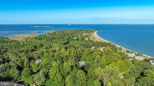 11160 Cove Lake Rd, Lusby, MD 20657 - aerial view featuring a wooded view and a water view