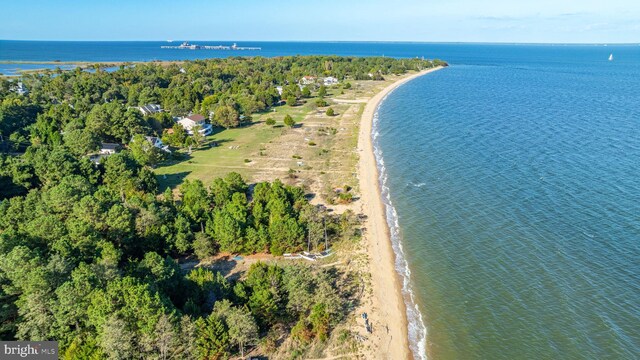 11160 Cove Lake Rd, Lusby, MD 20657 - birds eye view of property featuring a water view and a beach view